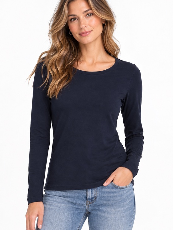 J. Crew Tops - J.Crew Painter Tee Navy Blue Long Sleeve Crewneck T-Shirt Classic Basic - Medium